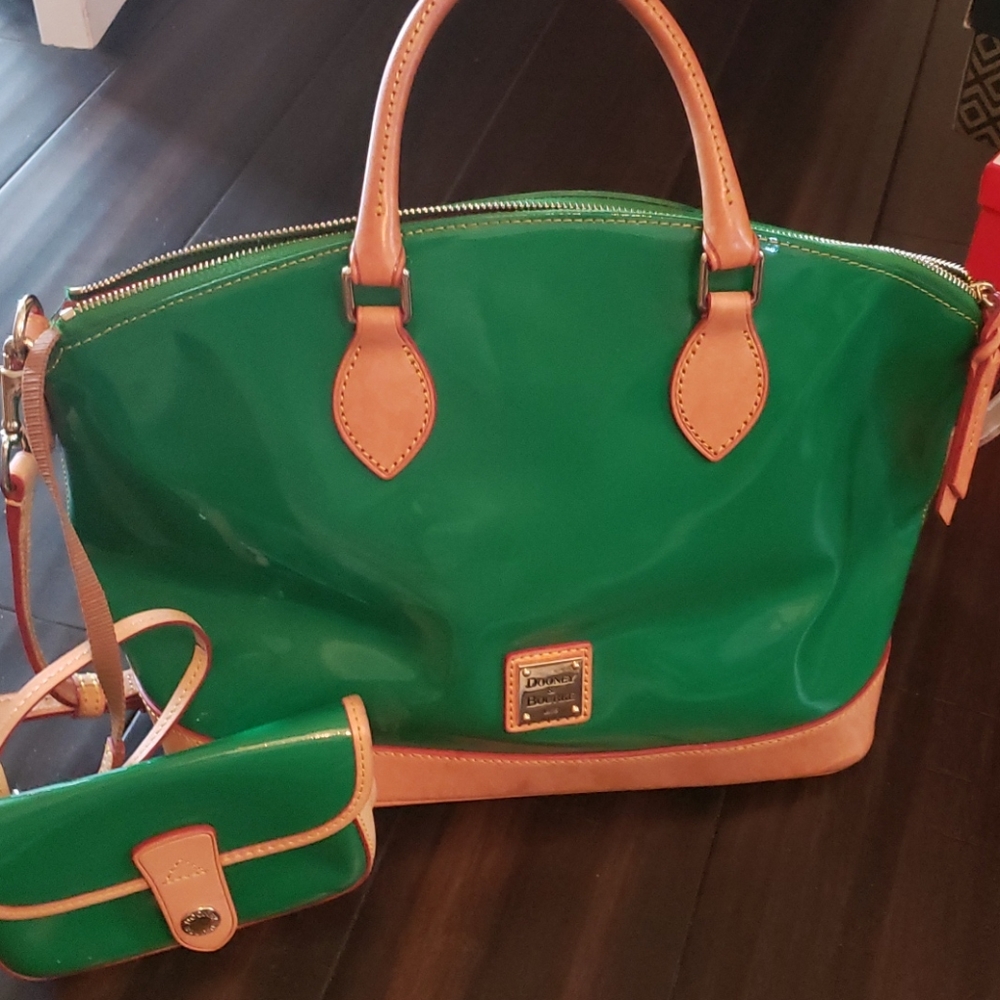 Green patent satchel